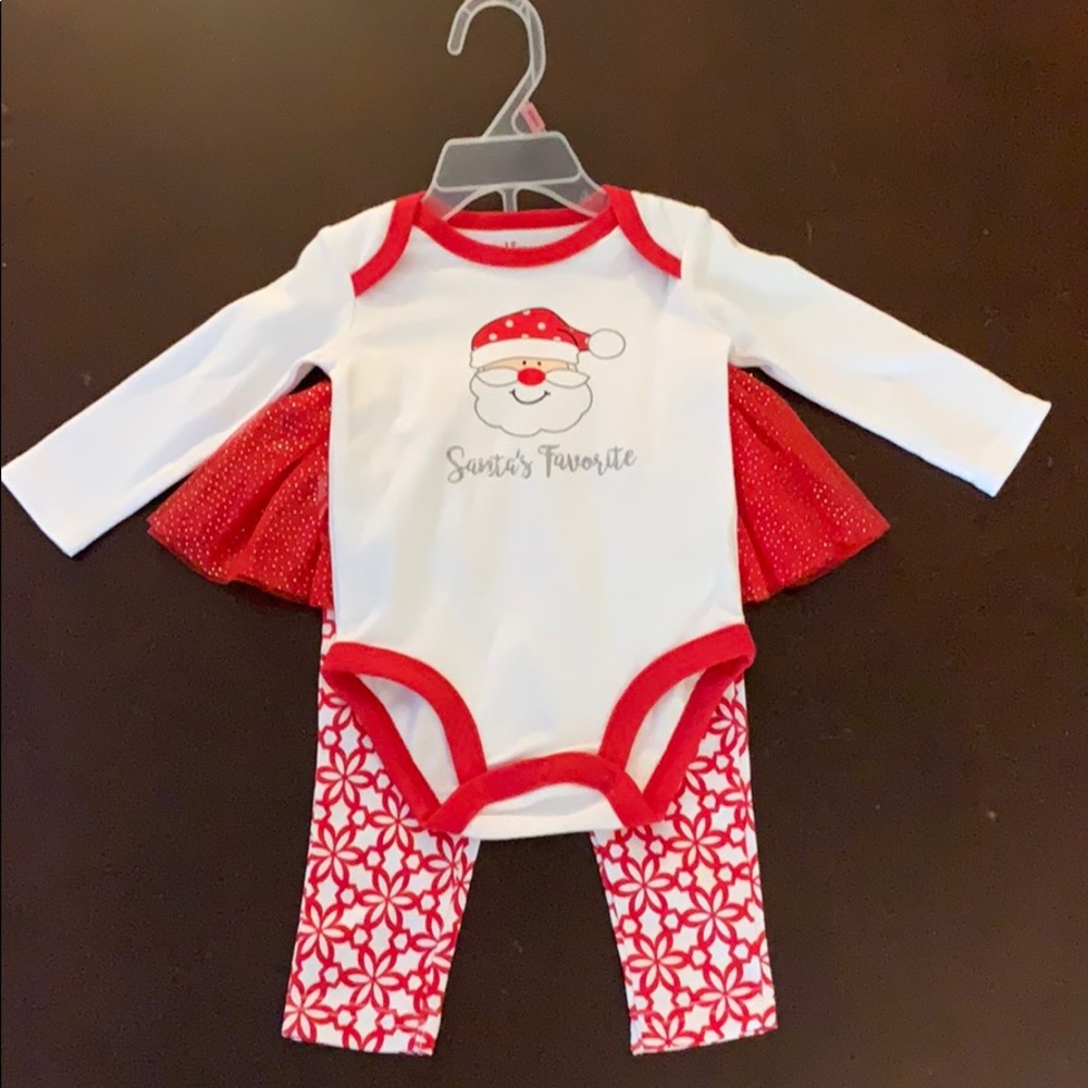 “Santa’s Favorite” Tutu Matching Onsie Pants Set👶